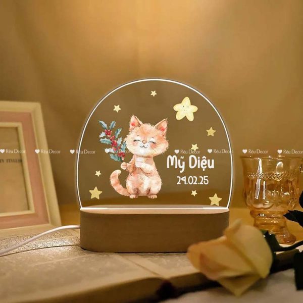 Đèn ngủ hình Mèo đáng yêu, Decor in UV sắc nét, quà sinh nhật, quà lưu niệm ý nghĩa - Hình ảnh 2