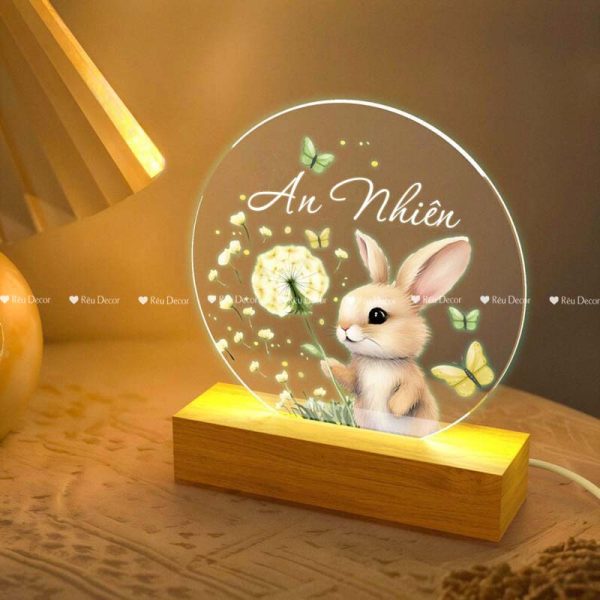 Đèn ngủ hình Thỏ xinh xắn, Decor in UV sắc nét, quà sinh nhật, quà lưu niệm ý nghĩa - Hình ảnh 2
