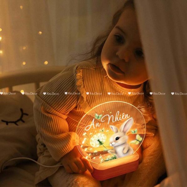 Đèn ngủ hình Thỏ xinh xắn, Decor in UV sắc nét, quà sinh nhật, quà lưu niệm ý nghĩa - Hình ảnh 3
