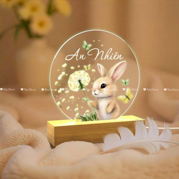 Đèn ngủ hình Thỏ xinh xắn, Decor in UV sắc nét, quà sinh nhật, quà lưu niệm ý nghĩa - Hình ảnh 6