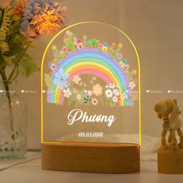 Đèn ngủ Cầu Vồng in tên, Decor in UV sắc nét, quà sinh nhật, quà lưu niệm ý nghĩa