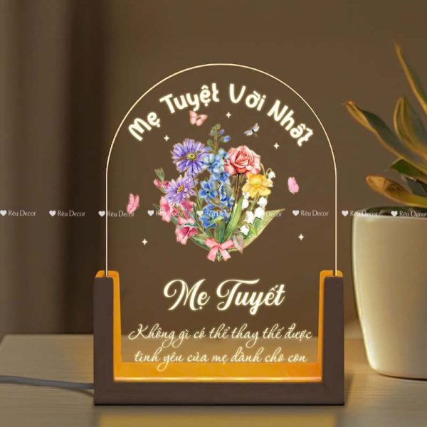 Đèn ngủ Bó hoa tặng Mẹ, Decor in UV sắc nét, quà sinh nhật, quà lưu niệm ý nghĩa - Hình ảnh 4