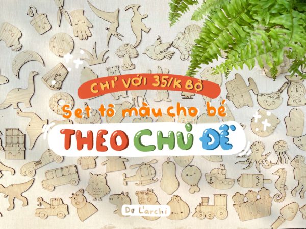 Set gỗ tô màu đa dạng chủ đề, giúp bé vừa học vừa chơi, đồ trang trí, quà tặng handmade dễ thương - Hình ảnh 19