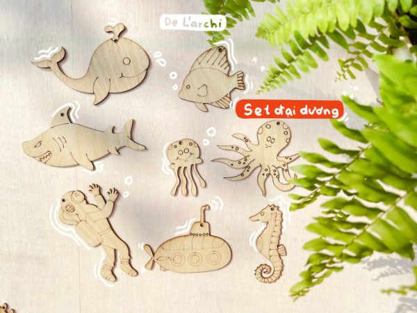 Set gỗ tô màu đa dạng chủ đề, giúp bé vừa học vừa chơi, đồ trang trí, quà tặng handmade dễ thương - Hình ảnh 28