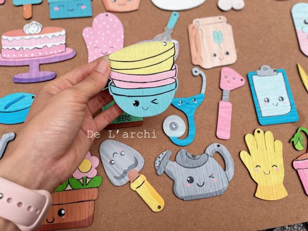 Set gỗ tô màu đa dạng chủ đề, giúp bé vừa học vừa chơi, đồ trang trí, quà tặng handmade dễ thương - Hình ảnh 47