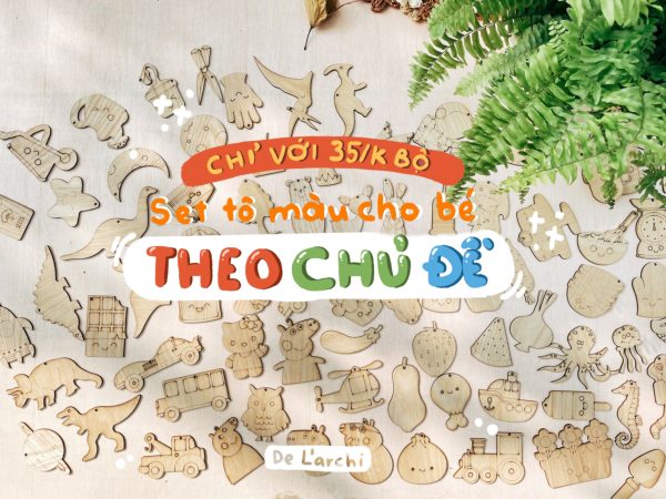 Set gỗ tô màu đa dạng chủ đề, giúp bé vừa học vừa chơi, đồ trang trí, quà tặng handmade dễ thương - Hình ảnh 68