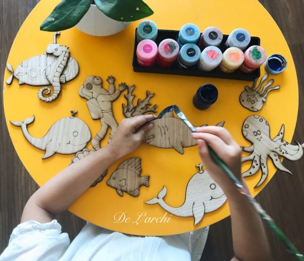 Set gỗ tô màu đa dạng chủ đề, giúp bé vừa học vừa chơi, đồ trang trí, quà tặng handmade dễ thương - Hình ảnh 70