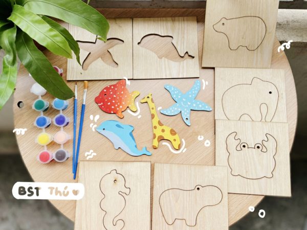 Bộ thú biến hình gỗ tô màu, giúp bé vui học mỗi ngày, thỏa sức sáng tạo, làm đồ trang trí siêu xinh - Hình ảnh 10