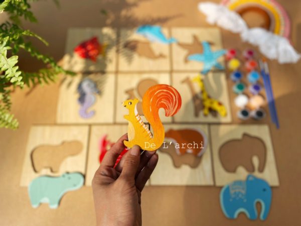 Bộ thú biến hình gỗ tô màu, giúp bé vui học mỗi ngày, thỏa sức sáng tạo, làm đồ trang trí siêu xinh - Hình ảnh 17