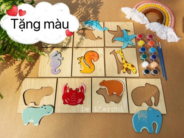 Bộ thú biến hình gỗ tô màu, giúp bé vui học mỗi ngày, thỏa sức sáng tạo, làm đồ trang trí siêu xinh - Hình ảnh 23