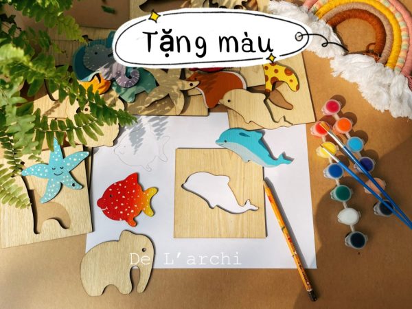 Set gỗ tô màu đa dạng chủ đề, giúp bé vừa học vừa chơi, đồ trang trí, quà tặng handmade dễ thương - Hình ảnh 124